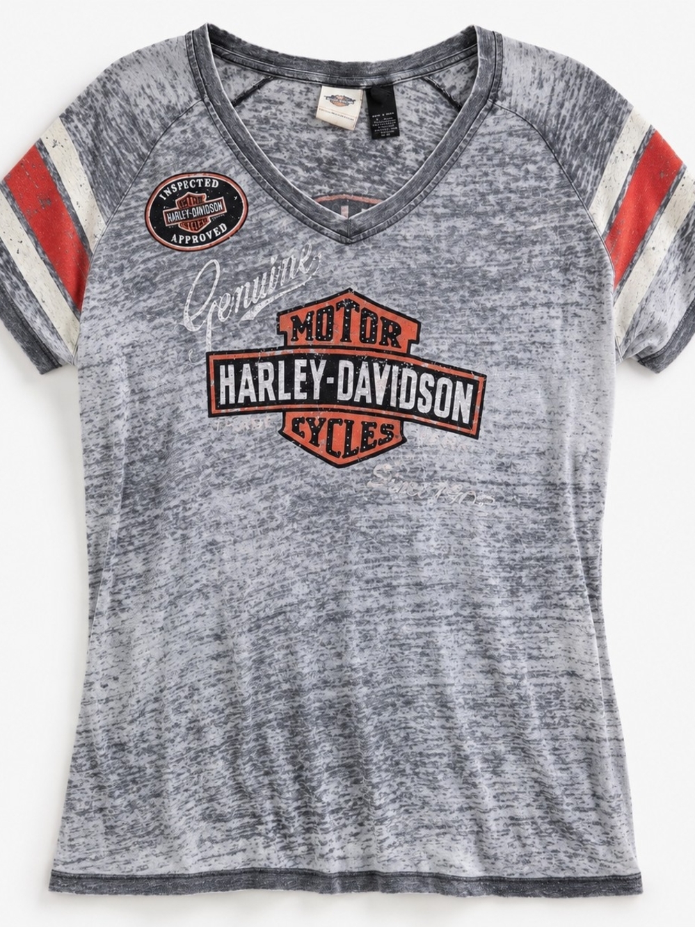 Harley-Davidson Women's 1W Burnout Graphic V Neck Motorcycle Tee